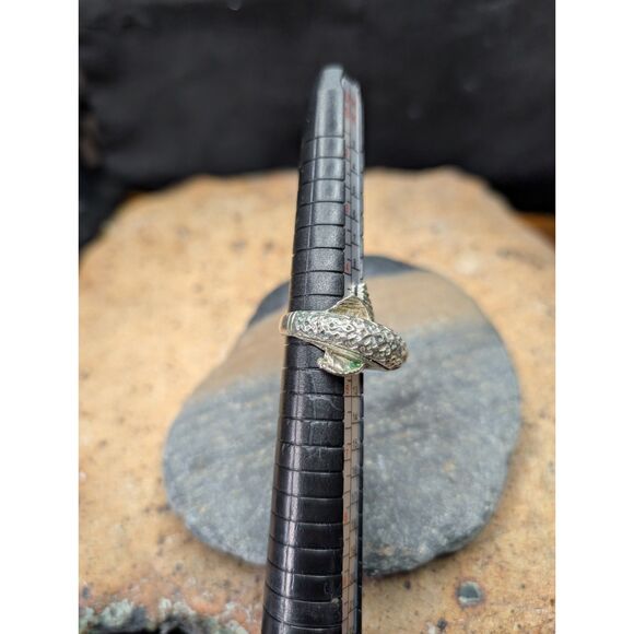 Sterling Silver Fish Ring – Adjustable, Size 5 Base, Sculpted Wrap Design - Picture 4 of 5